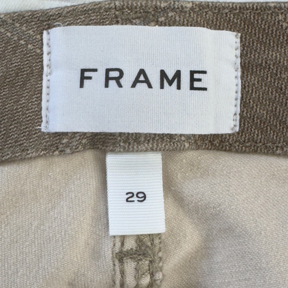 FRAME Le Crop Mini Boot Plaid Windowpane Cropped Pants Tan White Mid Rise 29 - Picture 12 of 16